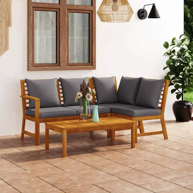 Main image of vidaXL Patio Lounge Set Outdoor Sectional Sofa Set 4 Piece Solid Wood Acacia