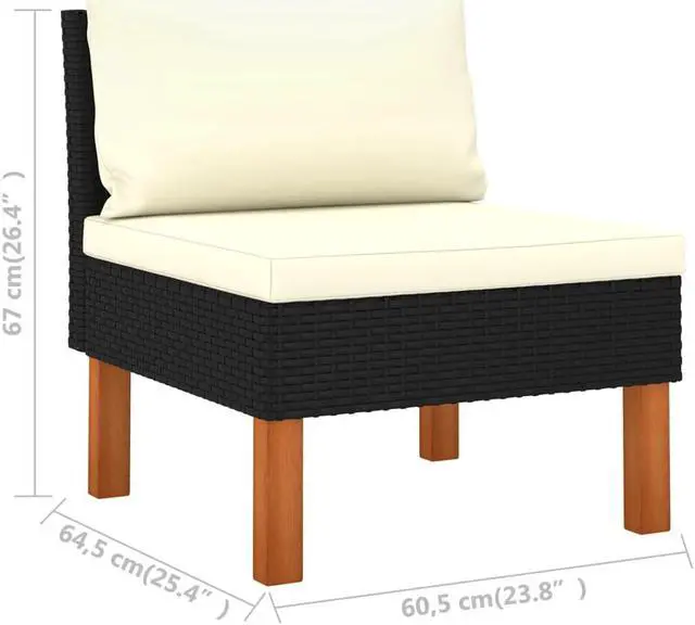 Alt view image 7 of 7 - vidaXL Patio Sofa Yard Outdoor Sofa Couch Seater Middle Sofa with Cushions
