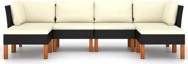 Alt view image 3 of 7 - vidaXL Patio Lounge Set 6 Piece Sectional Sofa Couch Footrest with Cushions