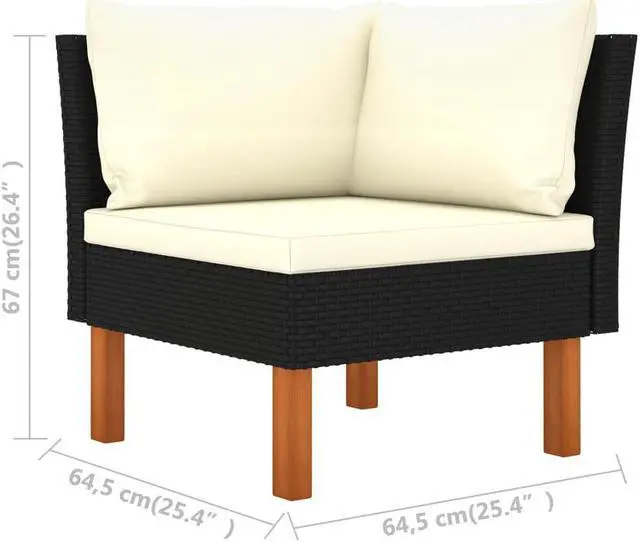 Alt view image 7 of 7 - vidaXL Patio Lounge Set 6 Piece Sectional Sofa Couch Footrest with Cushions