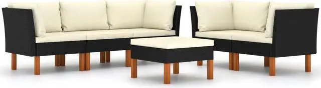 Alt view image 2 of 7 - vidaXL Patio Lounge Set 6 Piece Sectional Sofa Couch Footrest with Cushions