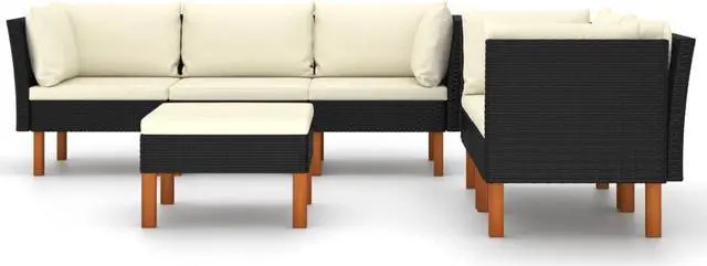 Alt view image 3 of 7 - vidaXL Patio Lounge Set 6 Piece Sectional Sofa Couch Footrest with Cushions