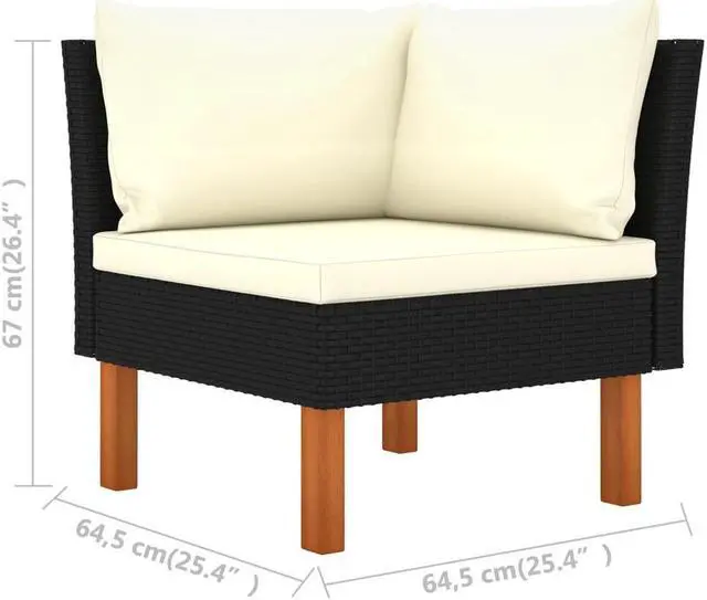 Alt view image 7 of 7 - vidaXL Patio Lounge Set 6 Piece Sectional Sofa Couch Footrest with Cushions