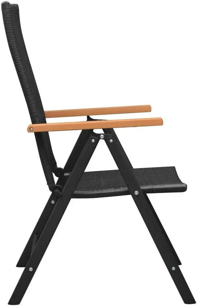 Alt view image 5 of 6 - vidaXL Patio Dining Set Outdoor Dining Table and Chair 5 Piece Black and Brown