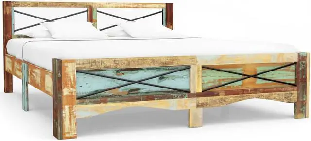 Main image of vidaXL Bed Frame Platform Bed with headboard Solid Reclaimed Wood 70.9"x78.7"
