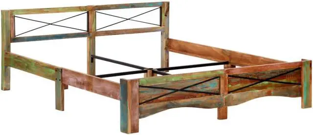 Alt view image 2 of 7 - vidaXL Bed Frame Platform Bed with headboard Solid Reclaimed Wood 70.9"x78.7"