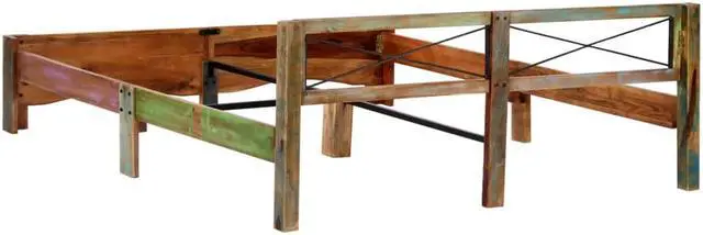 Alt view image 4 of 7 - vidaXL Bed Frame Platform Bed with headboard Solid Reclaimed Wood 70.9"x78.7"