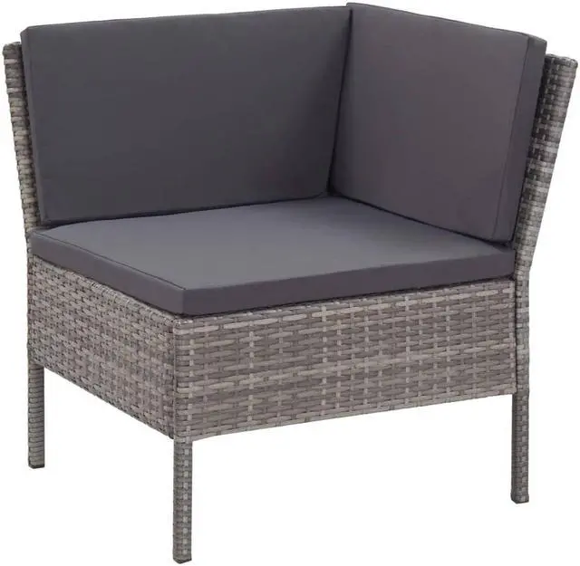 Alt view image 6 of 6 - vidaXL Patio Furniture Set 6 Piece Patio Sectional Sofa with Table Rattan Gray