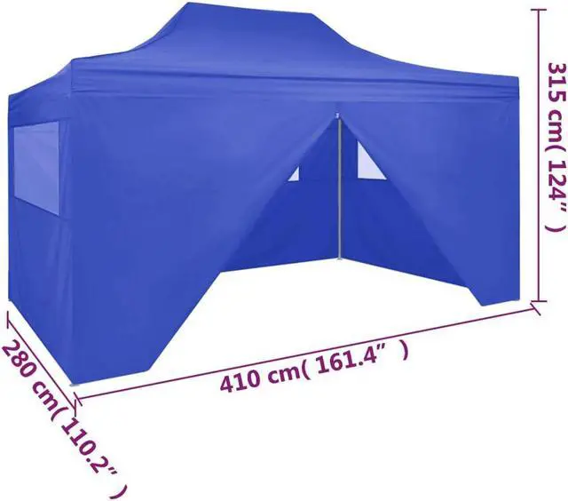 Alt view image 3 of 19 - vidaXL Professional Folding Party Tent with 4 Sidewalls 9.8'x13.1' Steel Blue