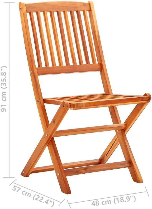 Alt view image 3 of 6 - vidaXL Solid Wood Eucalyptus Folding Patio Dining Set 3 Piece Garden Furniture