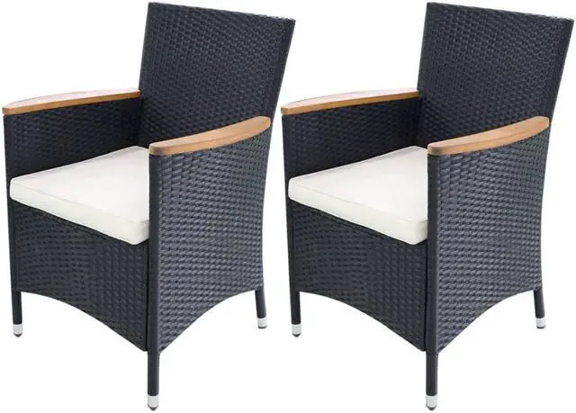 Main image of vidaXL Patio Chair 4 Pcs Patio Seat Outdoor Chair for Deck Black PVC Rattan