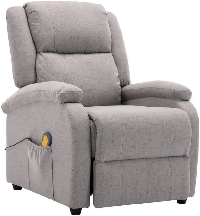 Alt view image 3 of 13 - vidaXL Massage Recliner Light Gray Fabric Reclining Electric Chair Furniture