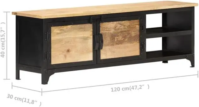 Alt view image 14 of 15 - vidaXL TV Stand TV Unit Sideboard TV Console Media Cabinet Solid Mango Wood