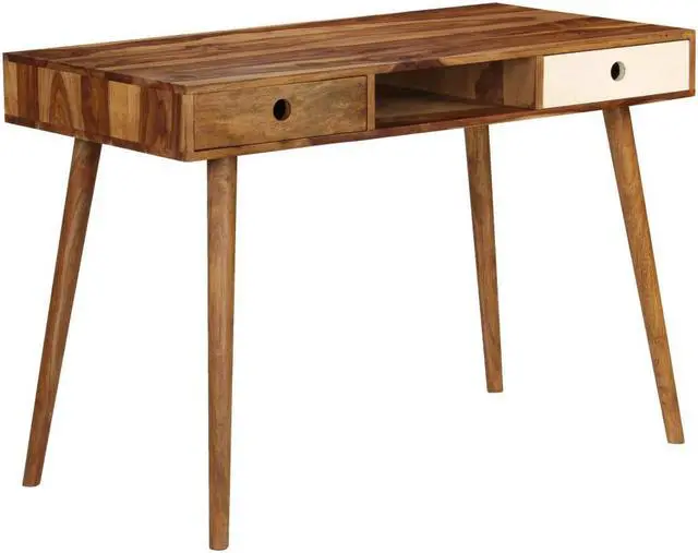 Main image of vidaXL Writing Desk Brown and White Solid Acacia Wood