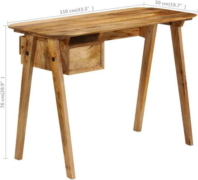 Alt view image 3 of 18 - vidaXL Solid Mango Wood Writing Desk Wooden Study Office Desk Writing Table