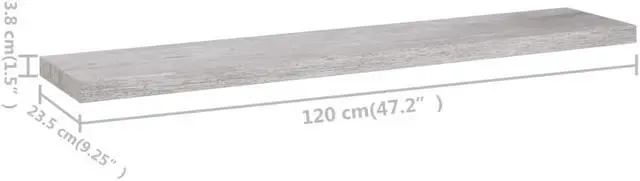 Alt view image 4 of 19 - vidaXL Floating Wall Shelf Concrete Gray MDF Hanging Storage Display Organizer