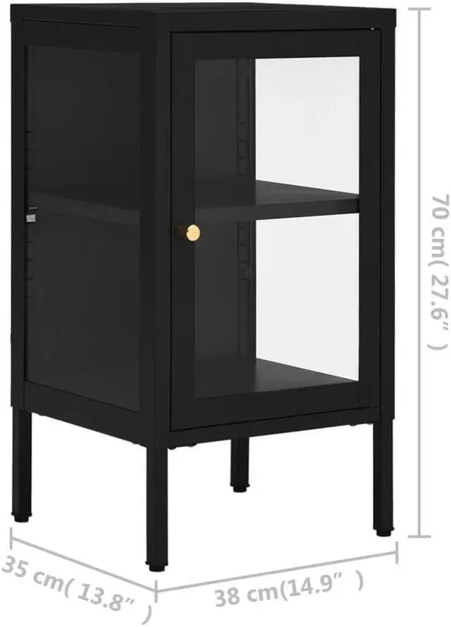 Alt view image 4 of 16 - vidaXL Sideboard Side Table with Adjustable Shelf and Feet Black Steel and Glass