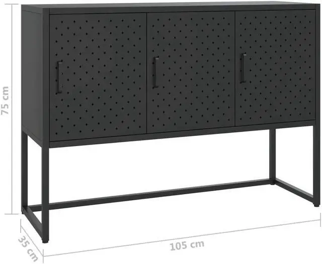 Alt view image 4 of 18 - vidaXL Sideboard Side Table with Adjustable Shelf Black Steel and Tempered Glass