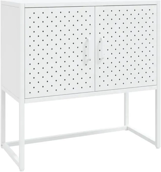 Alt view image 2 of 18 - vidaXL Sideboard White 29.5" Steel Home Storage Cabinet Side Table Furniture