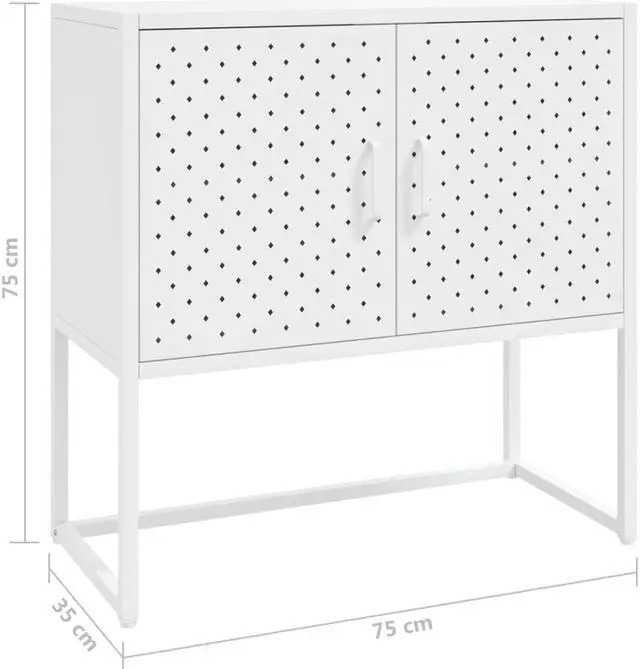 Alt view image 4 of 18 - vidaXL Sideboard White 29.5" Steel Home Storage Cabinet Side Table Furniture