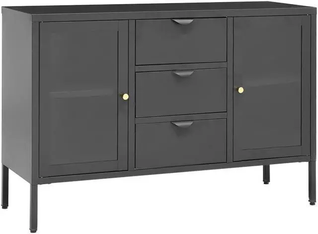 Alt view image 2 of 15 - vidaXL Sideboard Anthracite 41.3" Steel and Tempered Glass Cabinet Furniture
