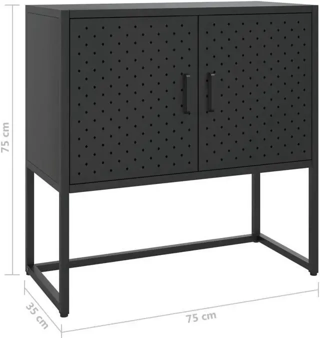Alt view image 4 of 18 - vidaXL Sideboard Black 29.5" Steel Home Storage Cabinet Side Table Furniture