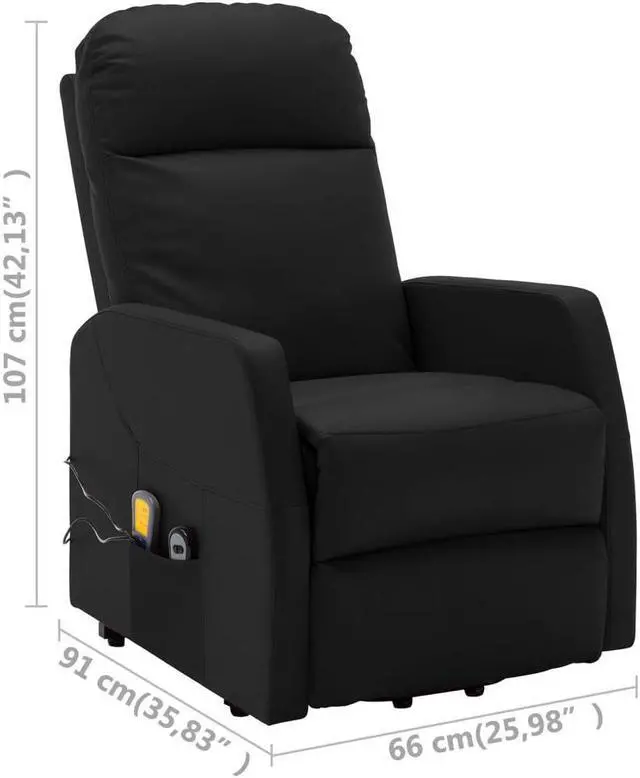 Alt view image 3 of 7 - vidaXL Power Lift Massage Recliner Push Chair for Elderly Black Faux Leather