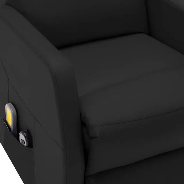 Alt view image 5 of 7 - vidaXL Power Lift Massage Recliner Push Chair for Elderly Black Faux Leather