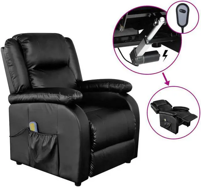 Main image of vidaXL Massage Recliner Chair Electric Reclining Chair Black Faux Leather