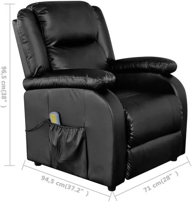 Alt view image 3 of 7 - vidaXL Massage Recliner Chair Electric Reclining Chair Black Faux Leather