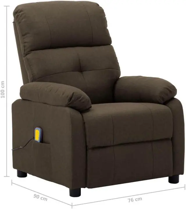 Alt view image 3 of 16 - vidaXL Massage Chair Leisure Adjustable Chair for Home Theater Brown Fabric