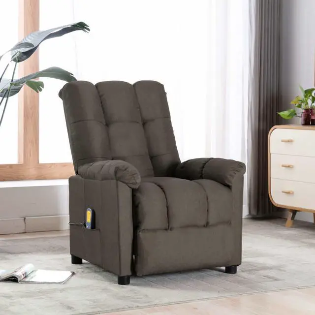 Main image of vidaXL Massage Stand-up Chair Brown Faux Leather Power Lift Recliner Furniture