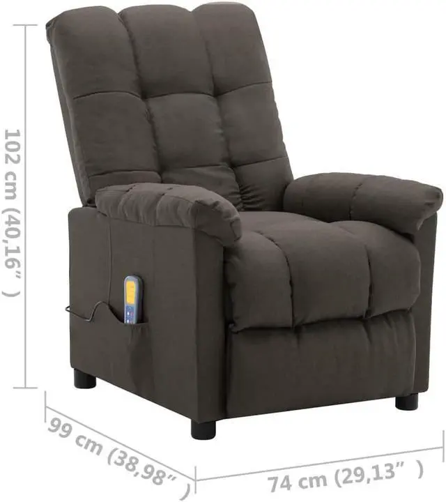 Alt view image 4 of 7 - vidaXL Massage Stand-up Chair Brown Faux Leather Power Lift Recliner Furniture
