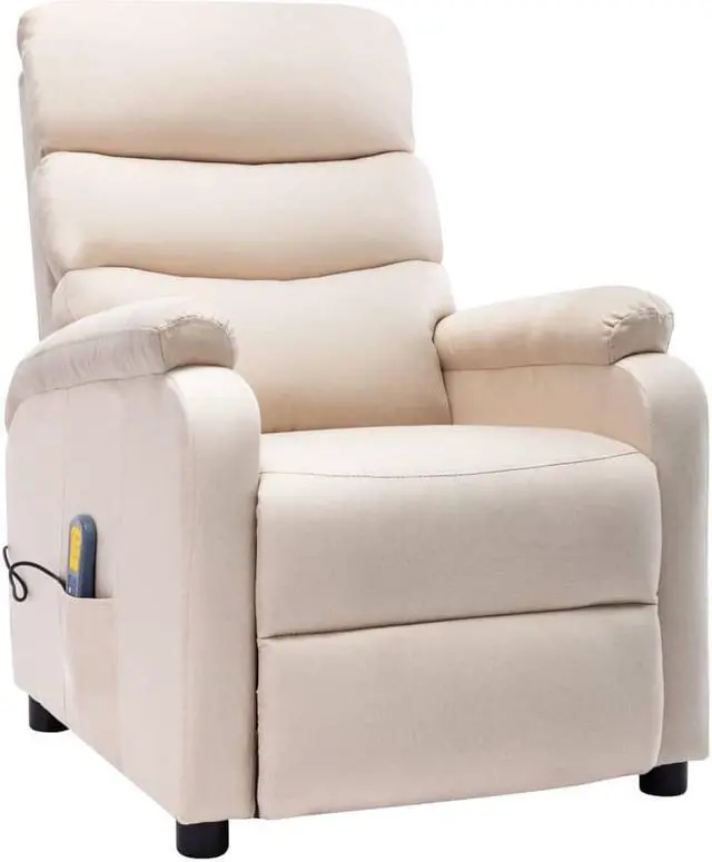 Alt view image 2 of 17 - vidaXL Massage Chair Electric Massaging Recliner Chair for Elderly Cream Fabric