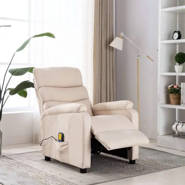 Main image of vidaXL Massage Chair Electric Massaging Recliner Chair for Elderly Cream Fabric