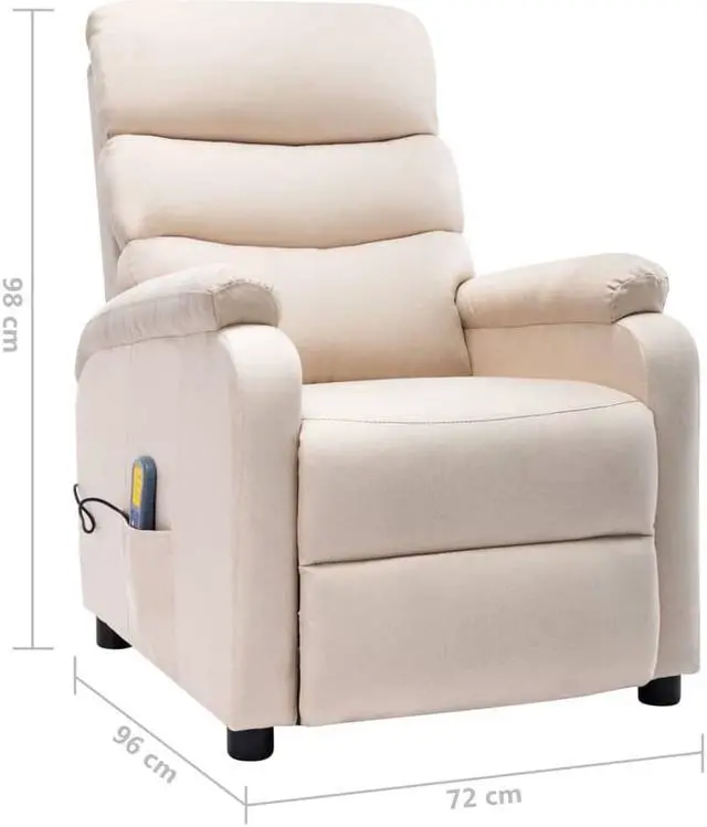 Alt view image 4 of 17 - vidaXL Massage Chair Electric Massaging Recliner Chair for Elderly Cream Fabric