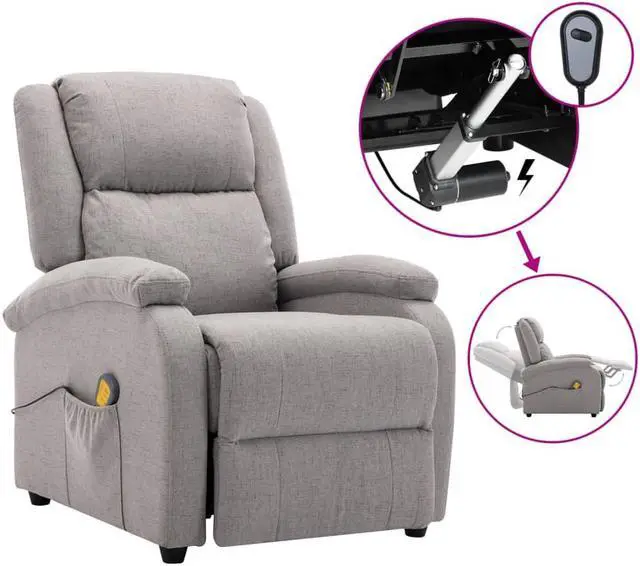 Main image of vidaXL Massage Recliner Chair Reclining Chair for Elderly Light Gray Fabric