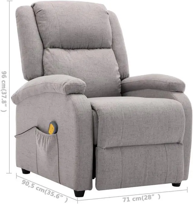 Alt view image 3 of 7 - vidaXL Massage Recliner Chair Reclining Chair for Elderly Light Gray Fabric