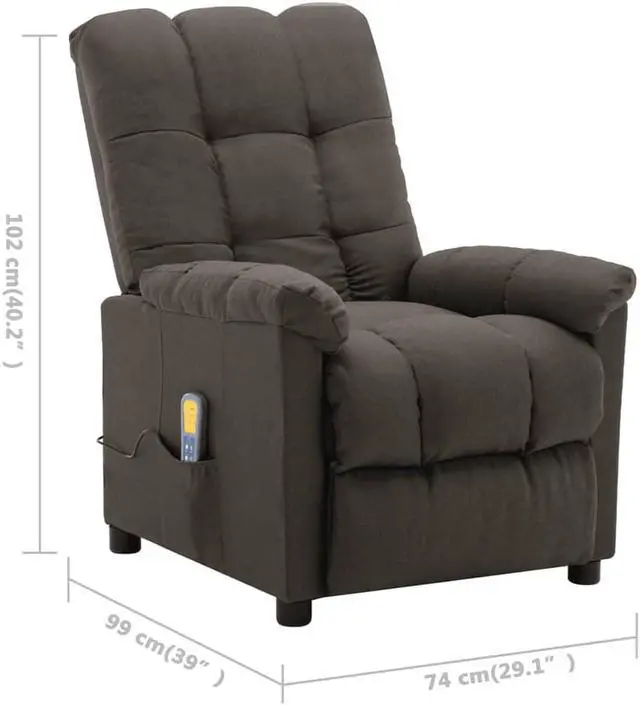 Alt view image 3 of 17 - vidaXL Massage Chair Leisure Adjustable Chair for Home Theater Cream Fabric