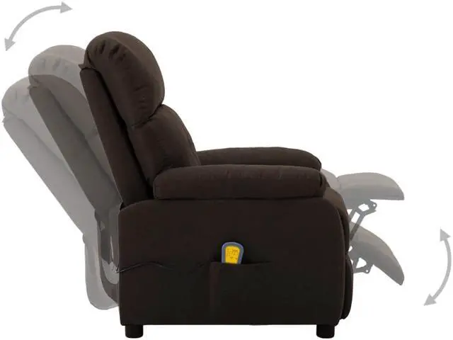 Alt view image 2 of 6 - vidaXL Massage Chair Massaging Recliner Chair for Elderly Dark Brown Fabric