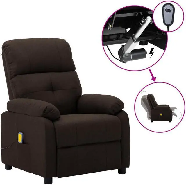 Main image of vidaXL Massage Chair Massaging Recliner Chair for Elderly Dark Brown Fabric