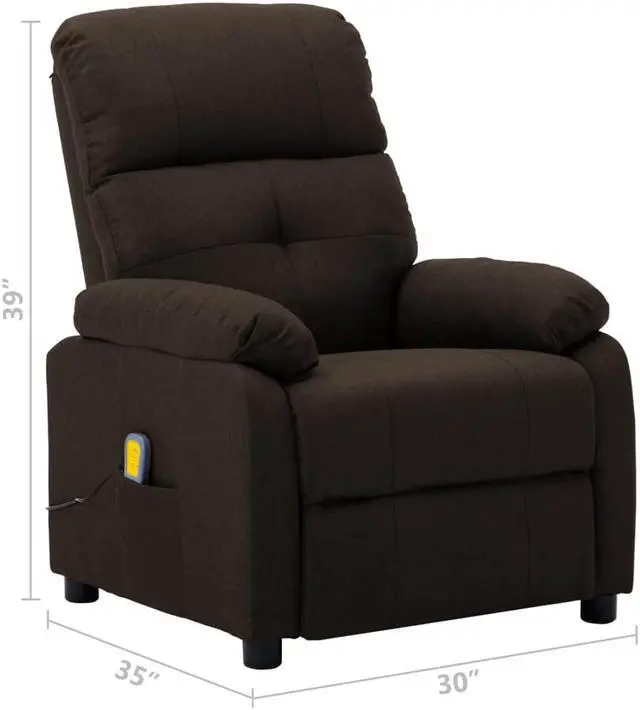 Alt view image 3 of 6 - vidaXL Massage Chair Massaging Recliner Chair for Elderly Dark Brown Fabric