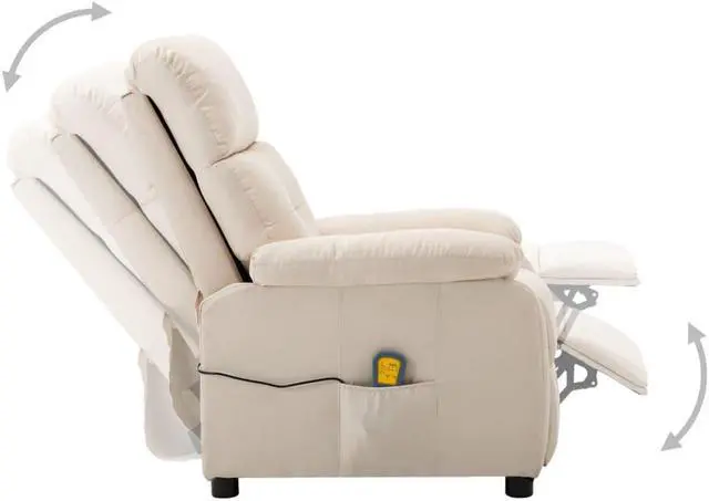 Alt view image 2 of 7 - vidaXL Massage Recliner Chair Electric Reclining Chair for Elderly Cream Fabric