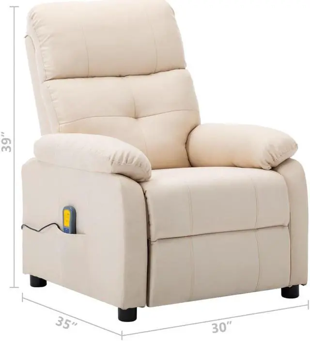 Alt view image 3 of 7 - vidaXL Massage Recliner Chair Electric Reclining Chair for Elderly Cream Fabric