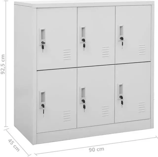 Alt view image 3 of 6 - vidaXL Locker Cabinet Storage Cabinet File Cabinet 2 Pcs Light Gray Steel