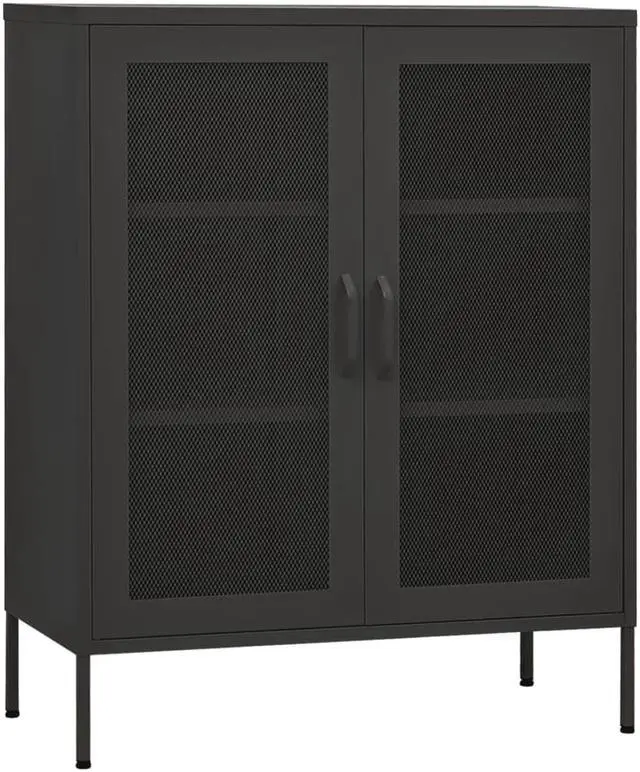 Alt view image 2 of 19 - vidaXL Storage Cabinet Anthracite 31.5" Steel Sideboard Side Cabinet Furniture