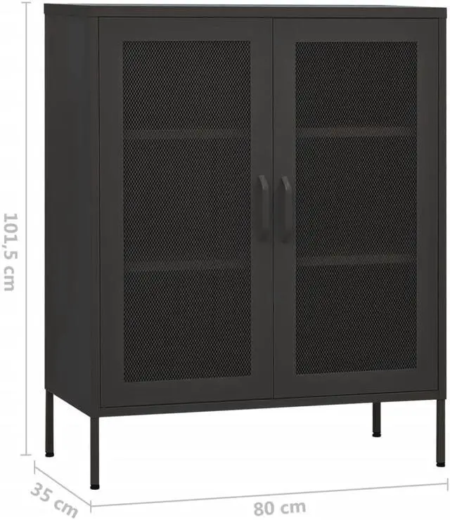 Alt view image 4 of 19 - vidaXL Storage Cabinet Anthracite 31.5" Steel Sideboard Side Cabinet Furniture