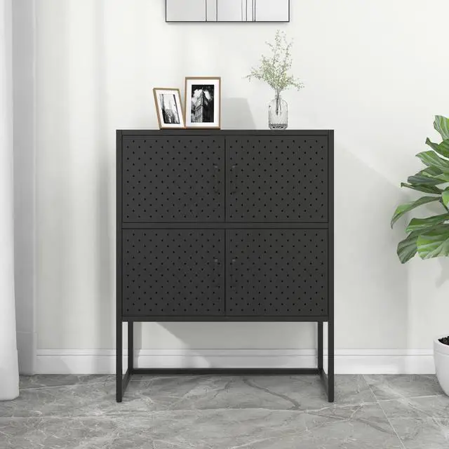 Main image of vidaXL Highboard Black 39.4" Steel Living Room Storage High Cabinet Furniture