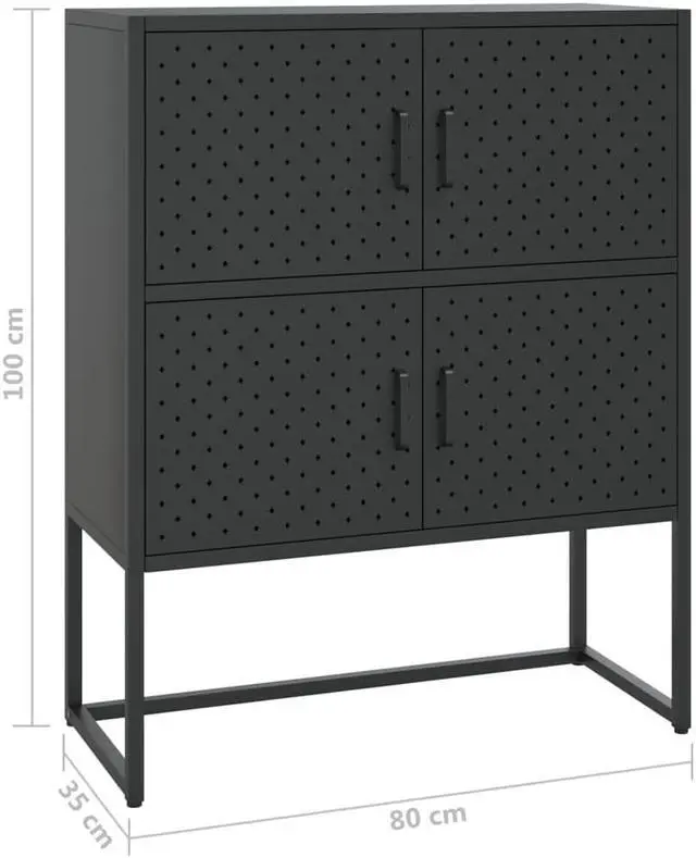 Alt view image 4 of 18 - vidaXL Highboard Black 39.4" Steel Living Room Storage High Cabinet Furniture