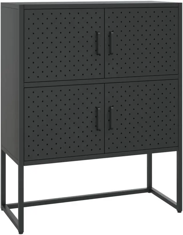 Alt view image 2 of 18 - vidaXL Highboard Black 39.4" Steel Living Room Storage High Cabinet Furniture